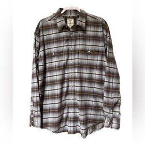 Panhandle Shirt Mens XL Rough Stock
Pearl Snap Plaid Flip Cuff Western Shirt